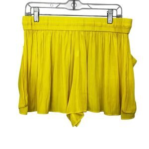 Ramy Brook Women's Yellow Satin Shorts Size L Elastic Waist Casual